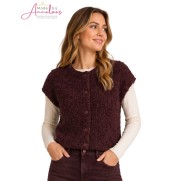 Red Button Vest Mouwloos Bouclé SRB5074 Espresso